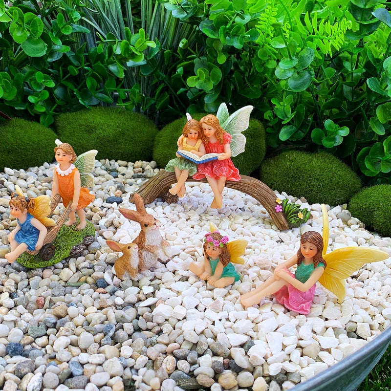 Mood Lab Fairy Garden - Miniature Family Kit Figurines & Accessories - Fairies Statue Set of 6 pcs - Outdoor or House Decor - Image 4